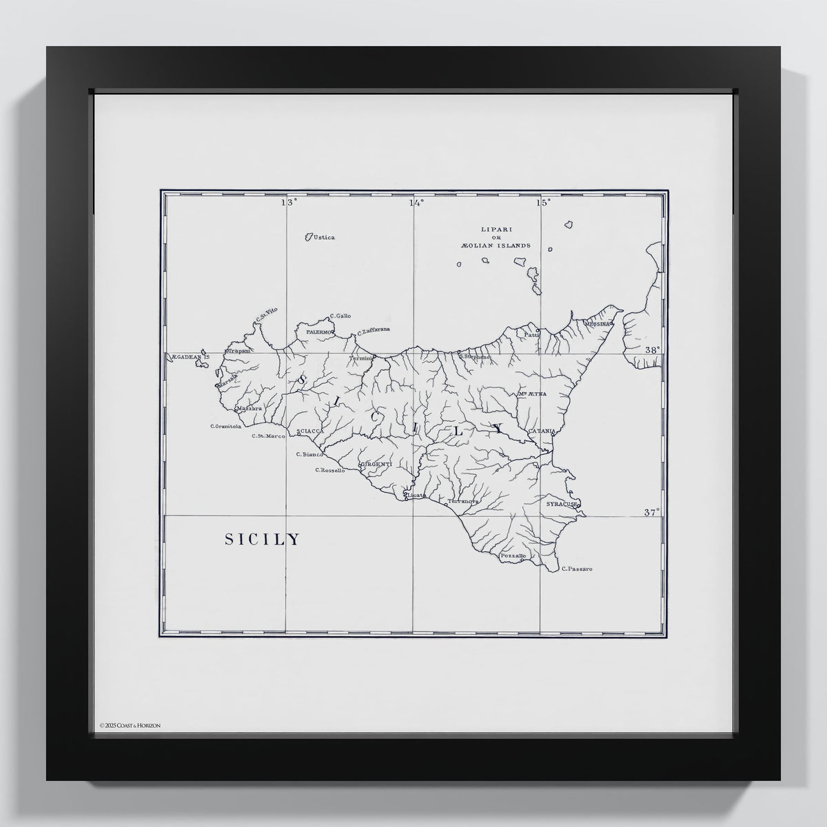 Sicily 1880 - S (30x30 cm / 12x12″) Black Frame