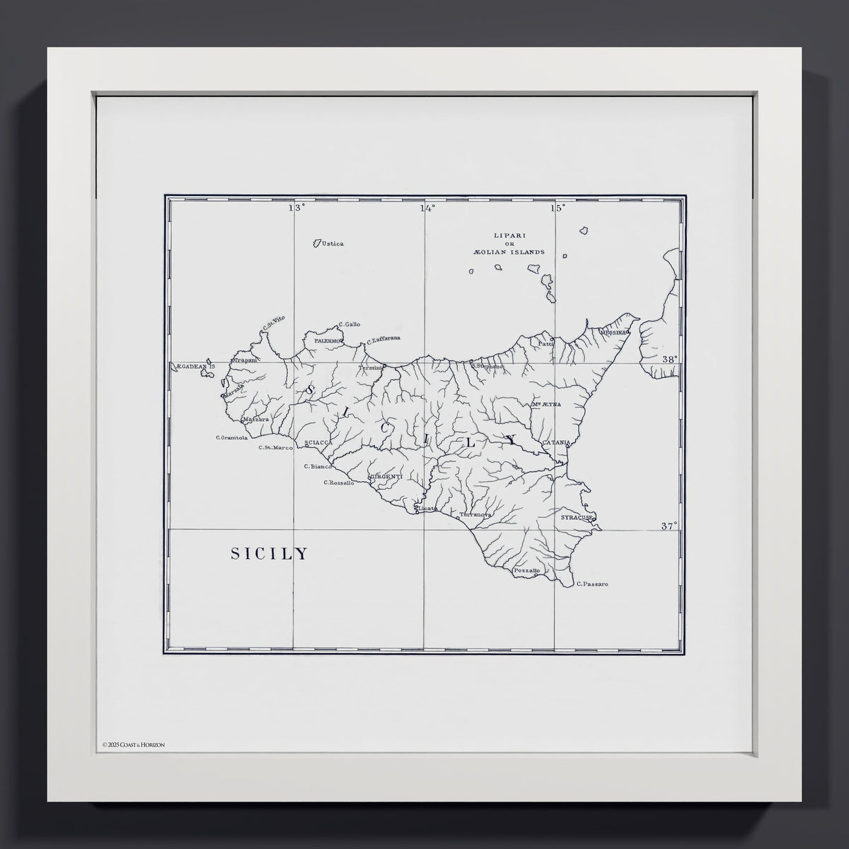 Sicily 1880 - S (30x30 cm / 12x12″) White Frame