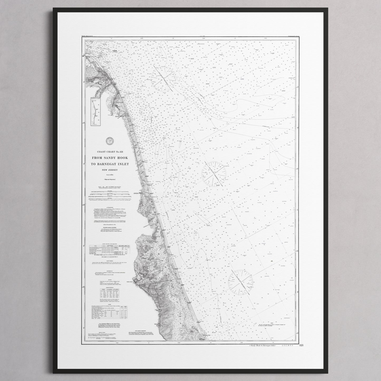 Sandy Hook To Barnegat Inlet 1886 - L (60x80 cm / 24x32″) Black Frame