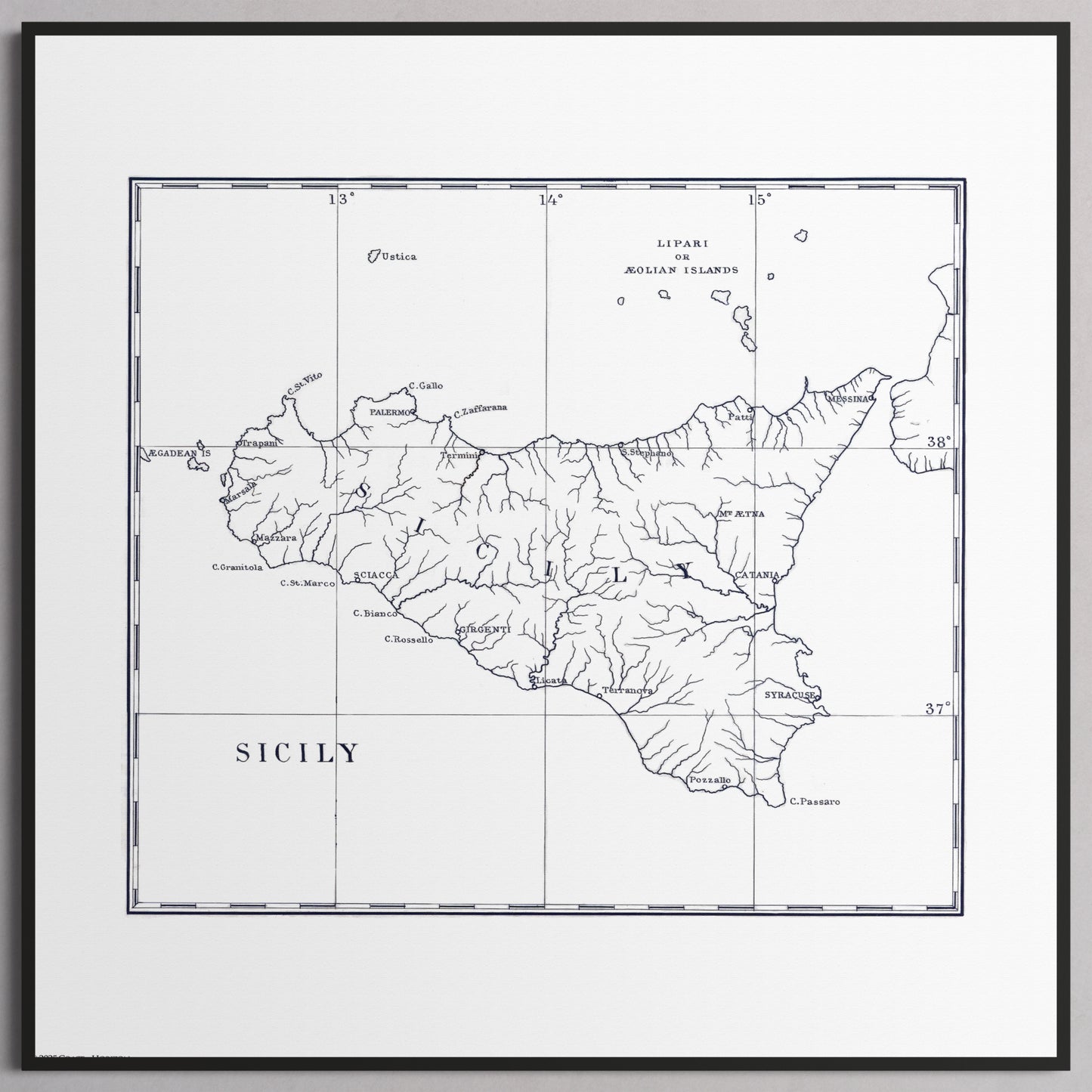 Sicily 1880 - S (30x30 cm / 12x12″) Black Frame