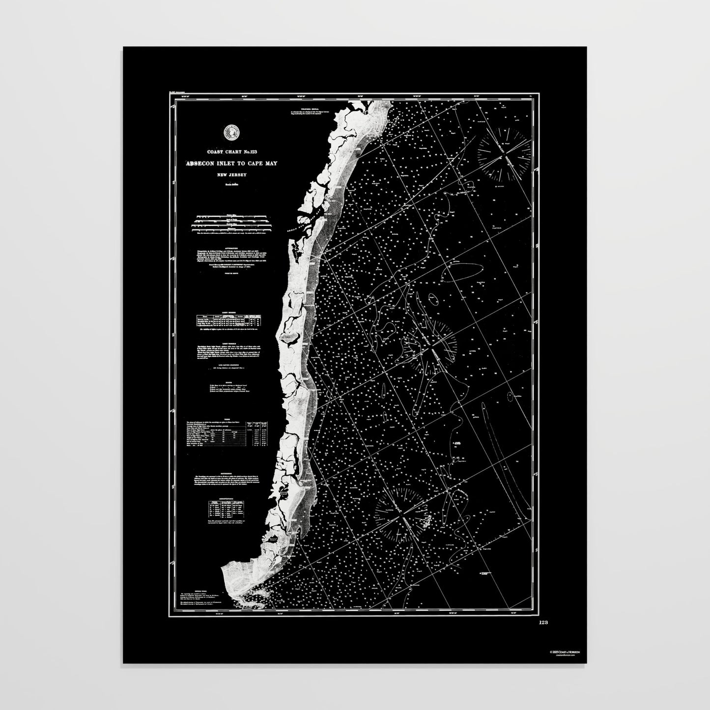 Absecon Inlet To Cape May NOIR - undefined Print Only