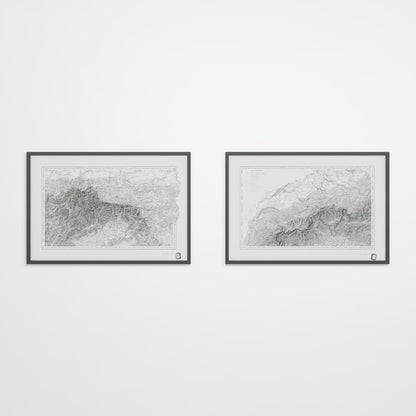 Alpi Italiano Diptych - 24x36h Black Frame