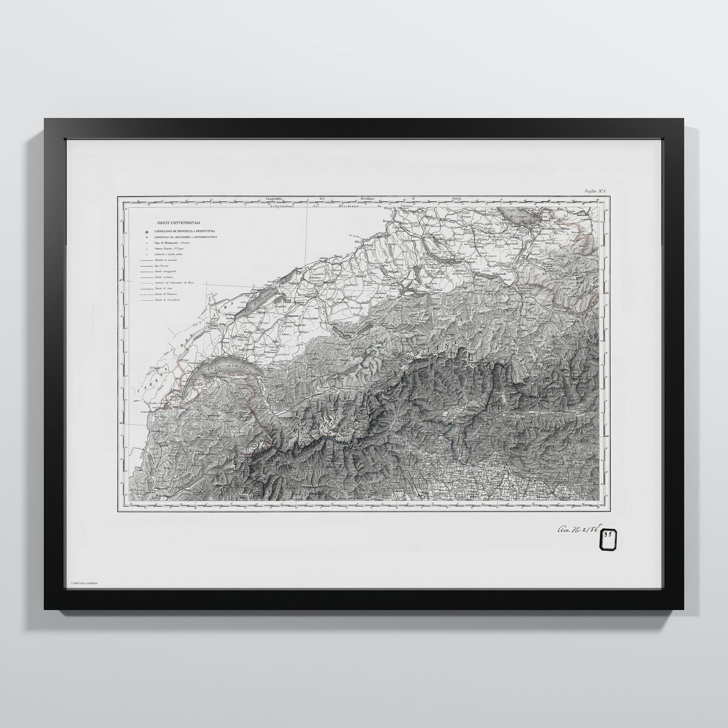 Alpi Italiano OVEST - M (45x60 cm / 18x24″) Black Frame
