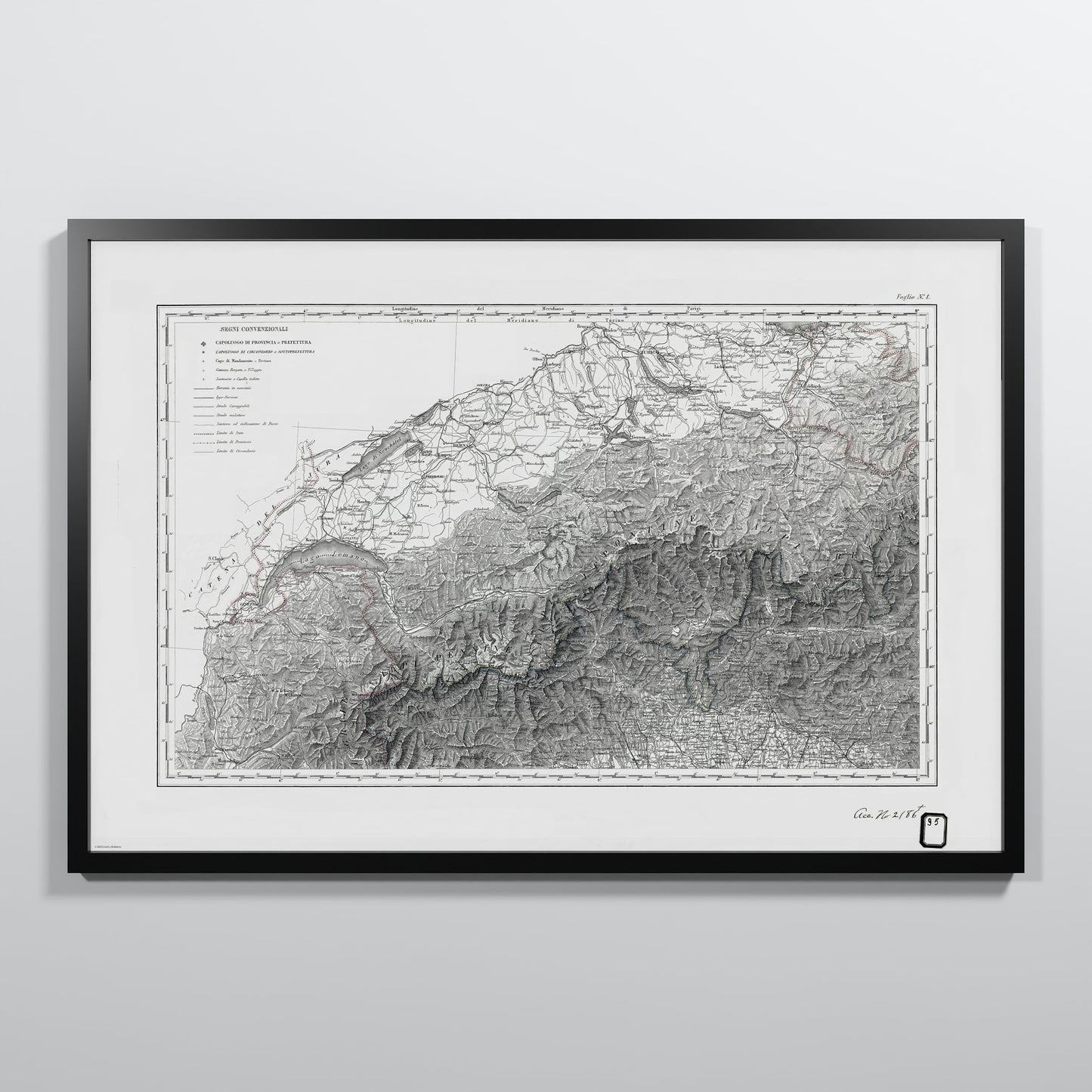 Alpi Italiano OVEST - L (60x90 cm / 24x36″) Black Frame