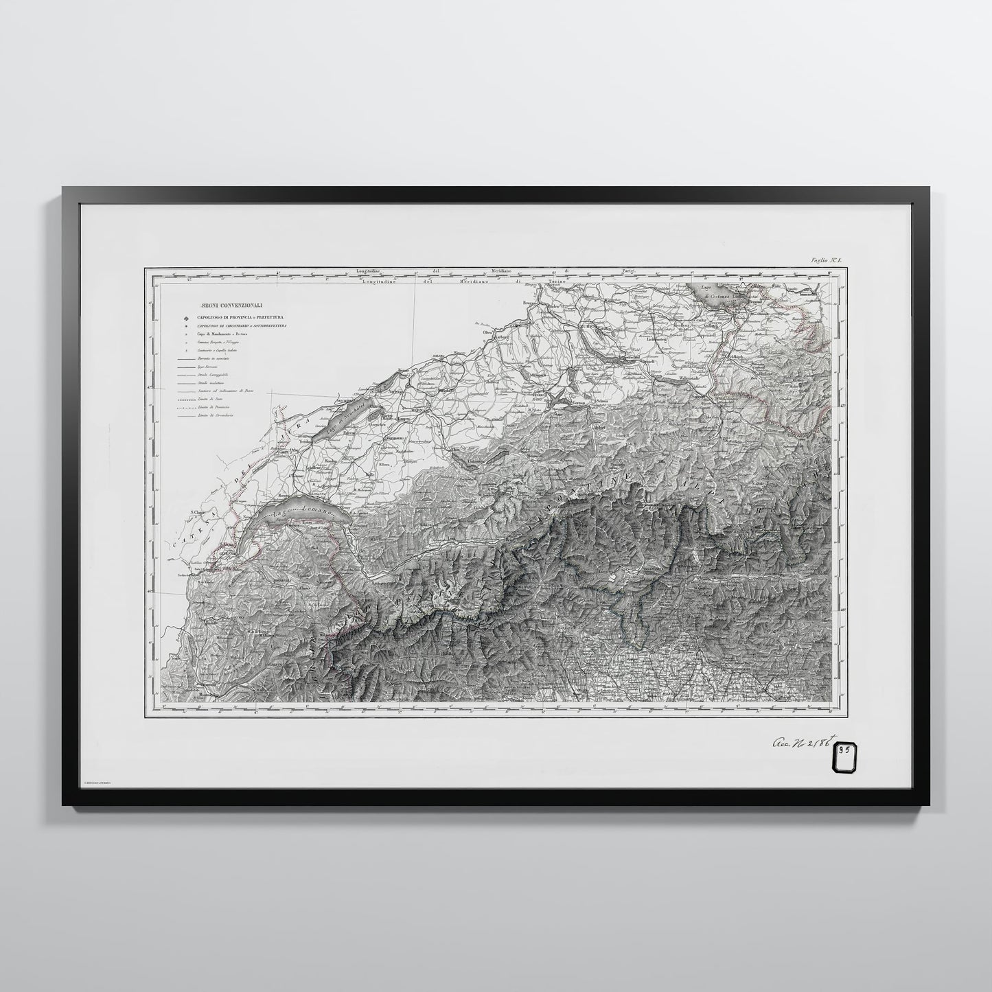 Alpi Italiano OVEST - XL (70x100 cm / 28x40″) Black Frame