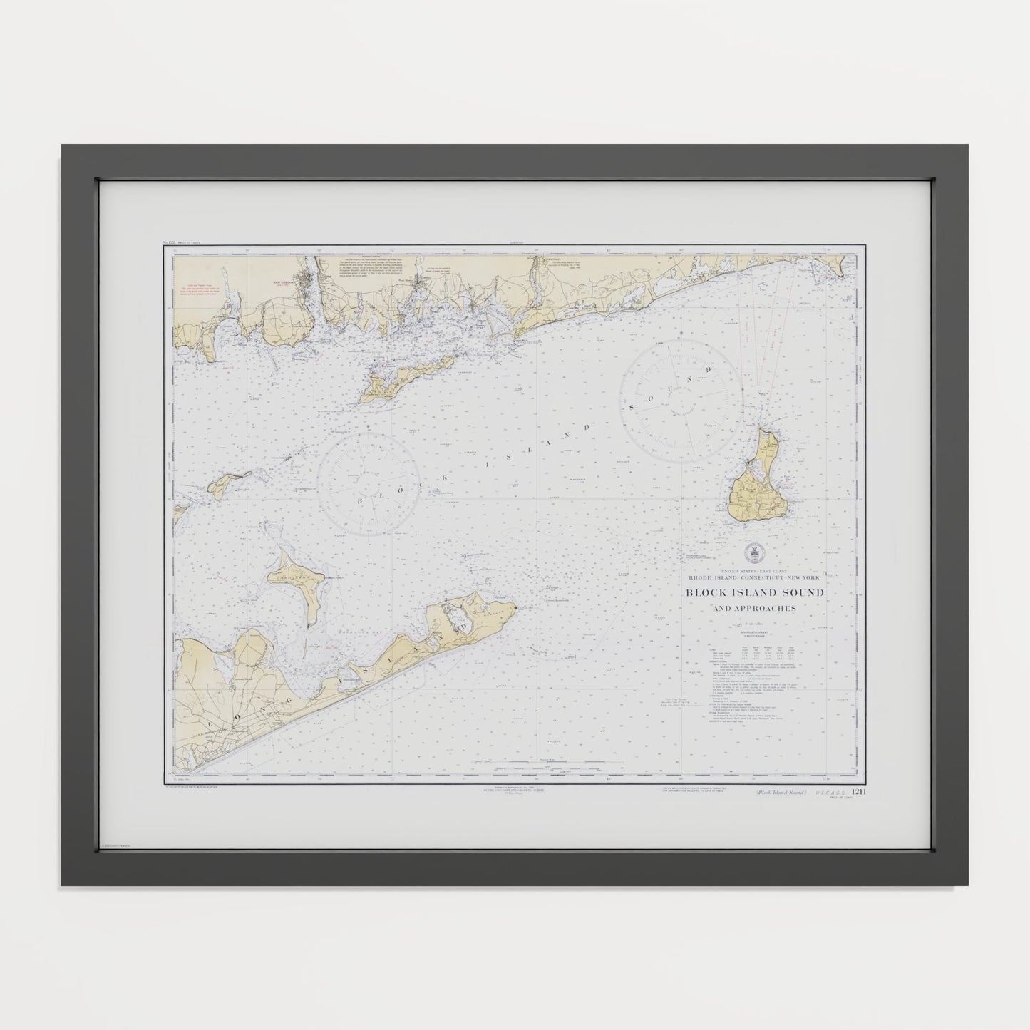 Block Island Sound and Approaches 1934 - S (40x50 cm / 16x20″) Black Frame