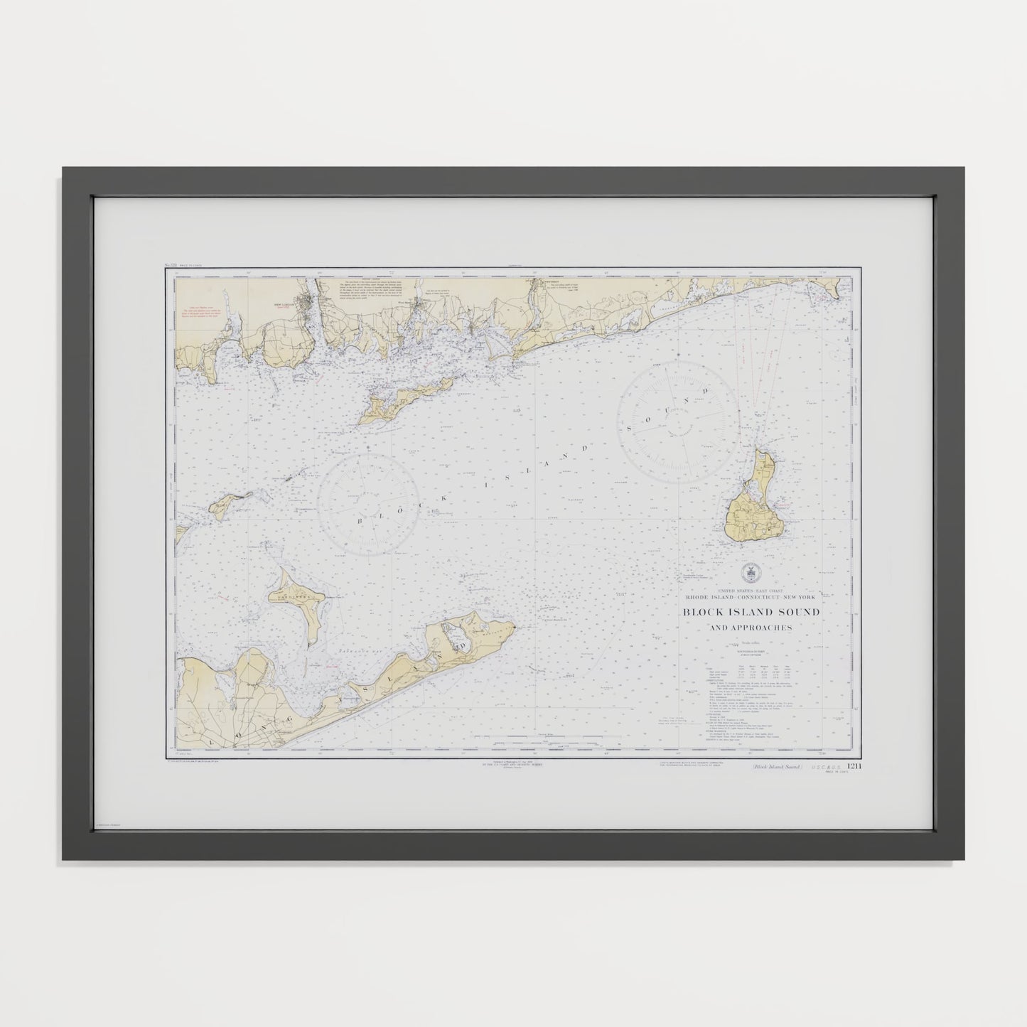 Block Island Sound and Approaches 1934 - M (45x60 cm / 18x24″) Black Frame