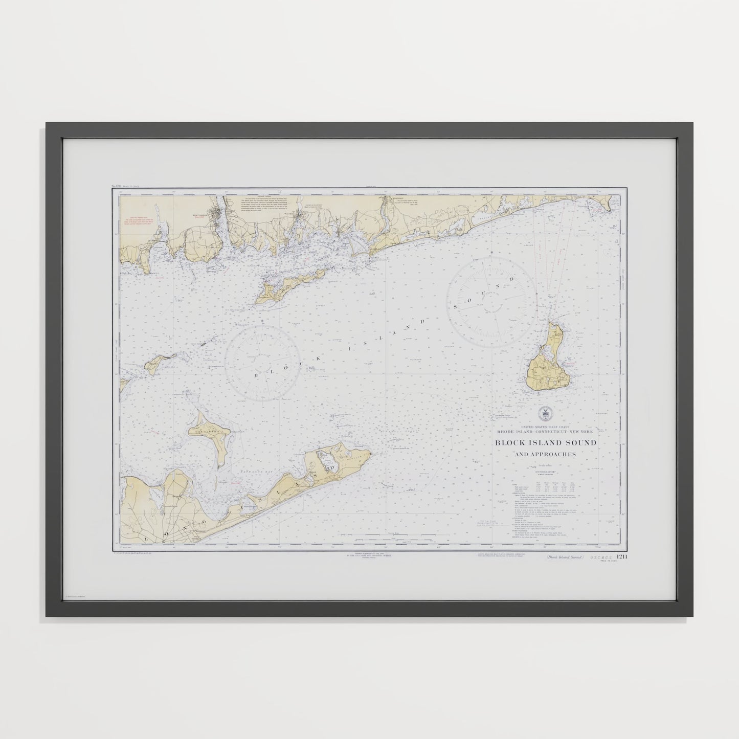 Block Island Sound and Approaches 1934 - L (60x80 cm / 24x32″) Black Frame
