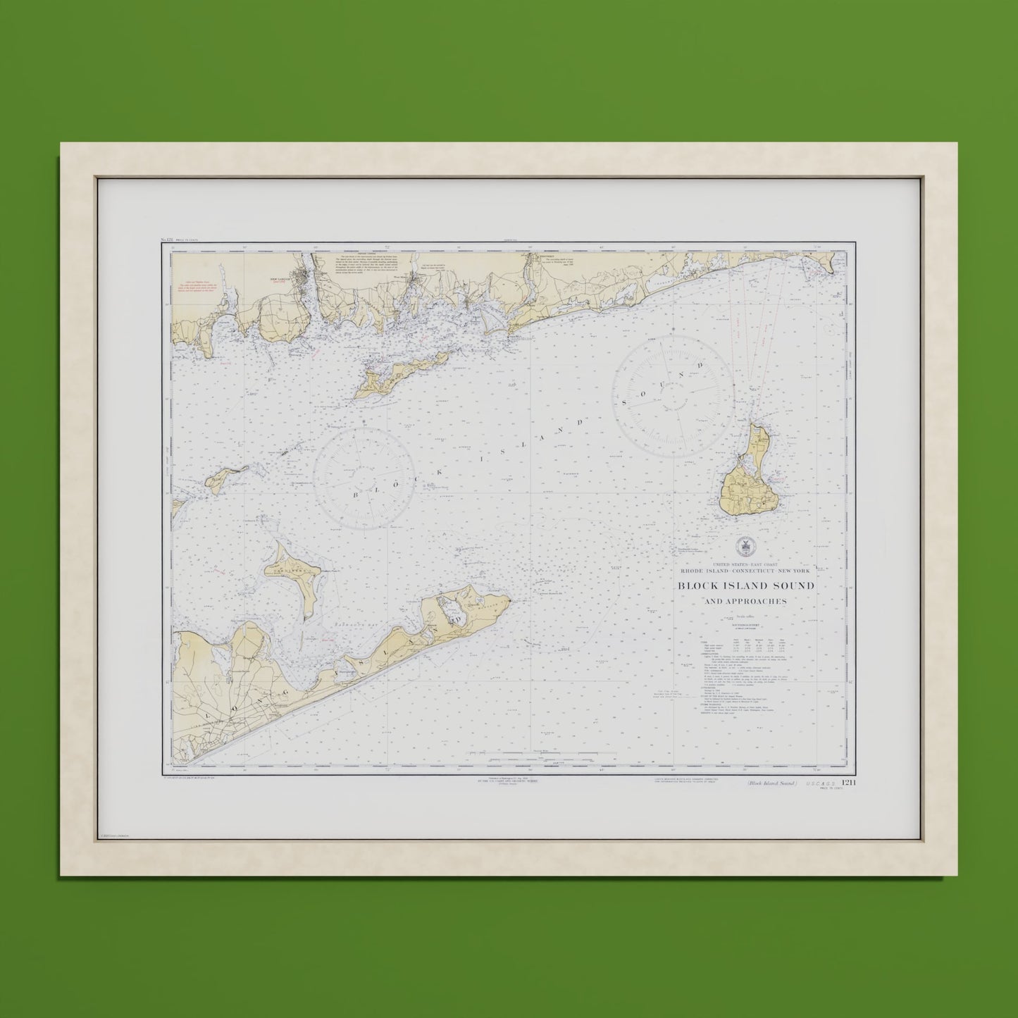 Block Island Sound and Approaches 1934 - S (40x50 cm / 16x20″) Natural Frame