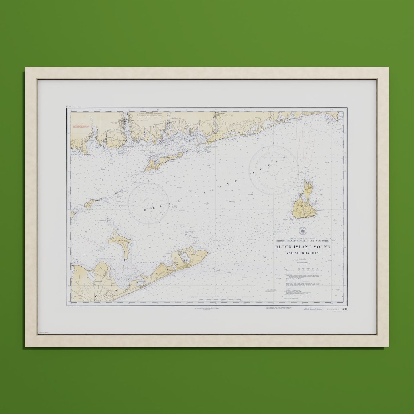 Block Island Sound and Approaches 1934 - M (45x60 cm / 18x24″) Natural Frame