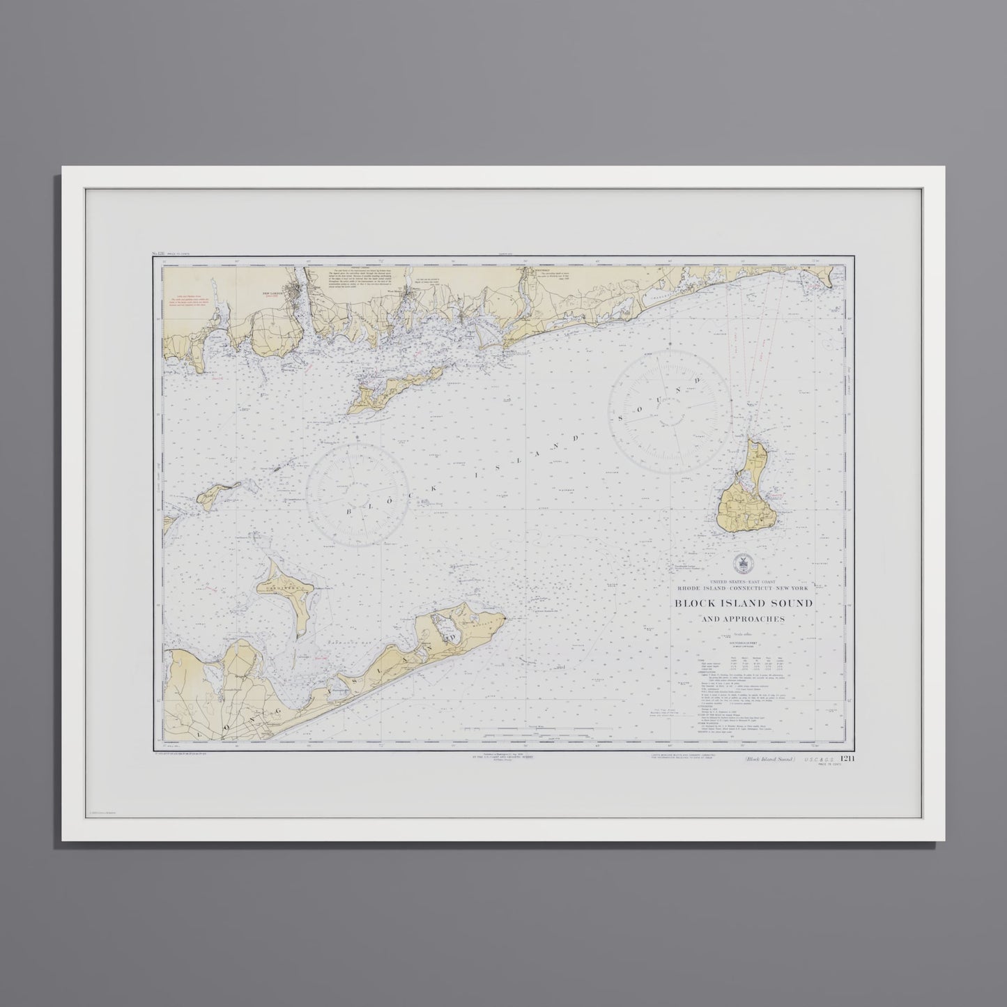 Block Island Sound and Approaches 1934 - L (60x80 cm / 24x32″) White Frame