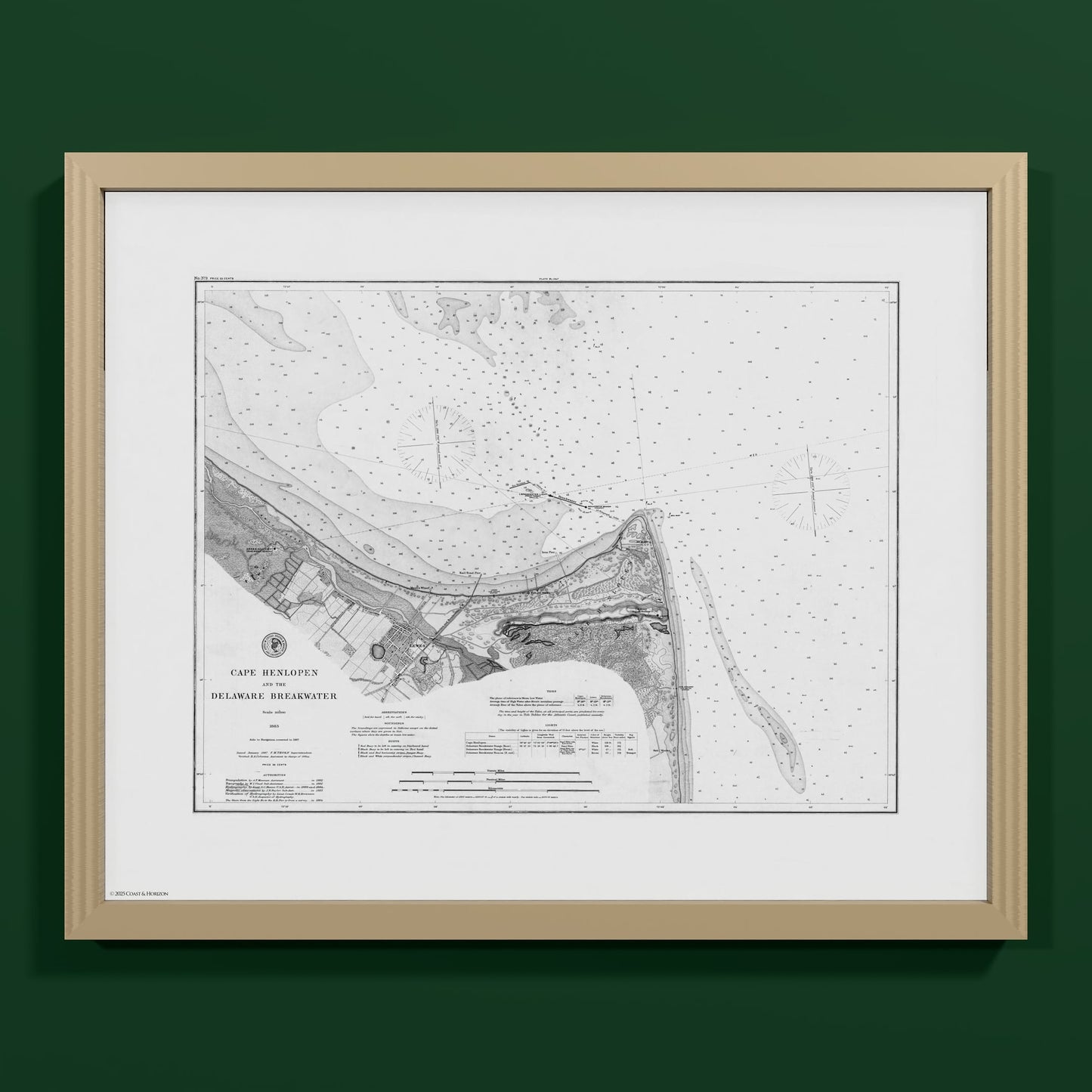 Cape Henlopen & the Delaware Breakwater 1883 - S (40x50 cm / 16x20″) Natural Frame