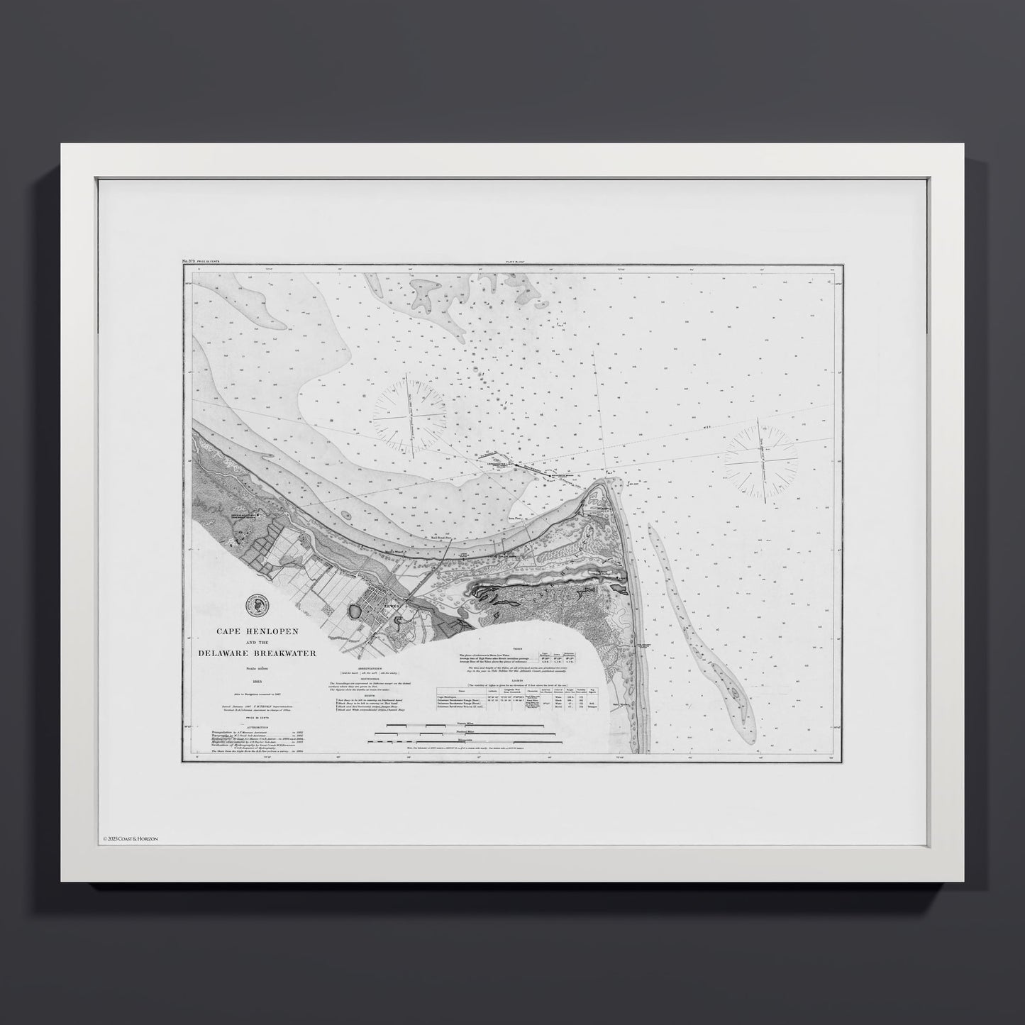 Cape Henlopen & the Delaware Breakwater 1883 - S (40x50 cm / 16x20″) White Frame