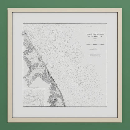 Cape Henlopen to Fenwicks Island 1880 - M (50x50 cm / 20x20″) Natural Frame