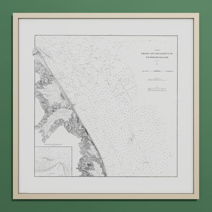 Cape Henlopen to Fenwicks Island 1880 - L (70x70 cm / 28x28″) Natural Frame