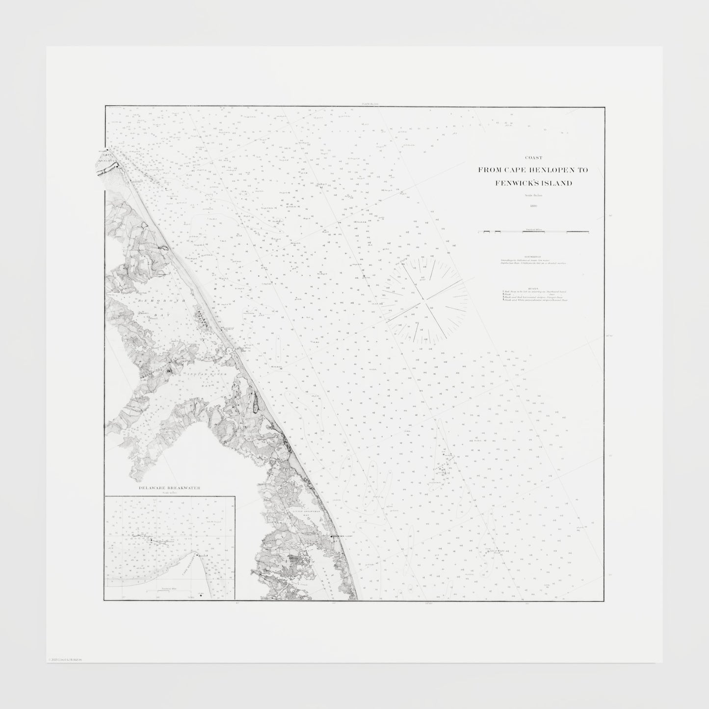 Cape Henlopen to Fenwicks Island 1880 - S (40x40 cm / 16x16″) Print Only