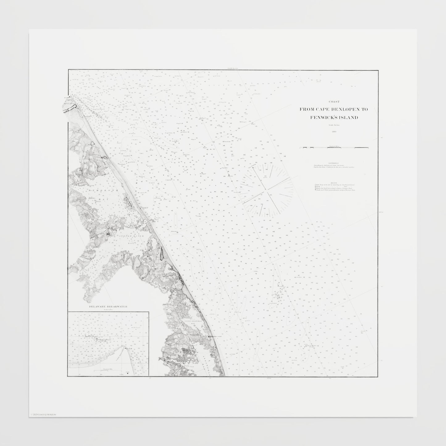 Cape Henlopen to Fenwicks Island 1880 - M (50x50 cm / 20x20″) Print Only