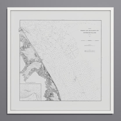 Cape Henlopen to Fenwicks Island 1880 - L (70x70 cm / 28x28″) White Frame