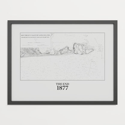 Southern Coast of Long Island From Montaukpoint to East Hampton 1877 - M (45x60 cm / 18x24″) Black Frame