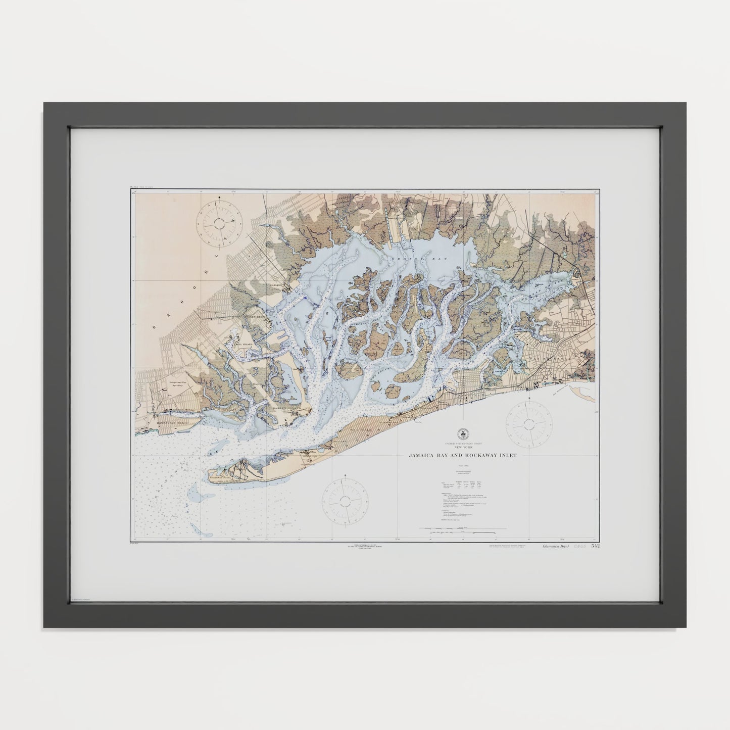 Jamaica Bay And Rockaway Inlet 1924 - S (40x50 cm / 16x20″) Black Frame