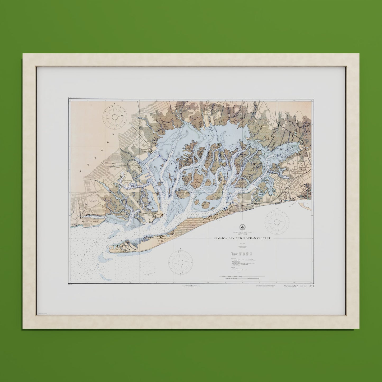 Jamaica Bay And Rockaway Inlet 1924 - S (40x50 cm / 16x20″) Natural Frame