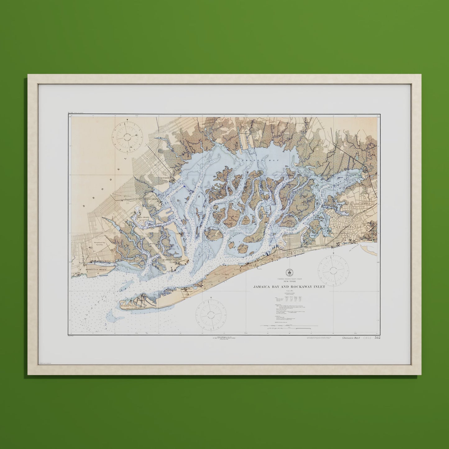 Jamaica Bay And Rockaway Inlet 1924 - L (60x80 cm / 24x32″) Natural Frame