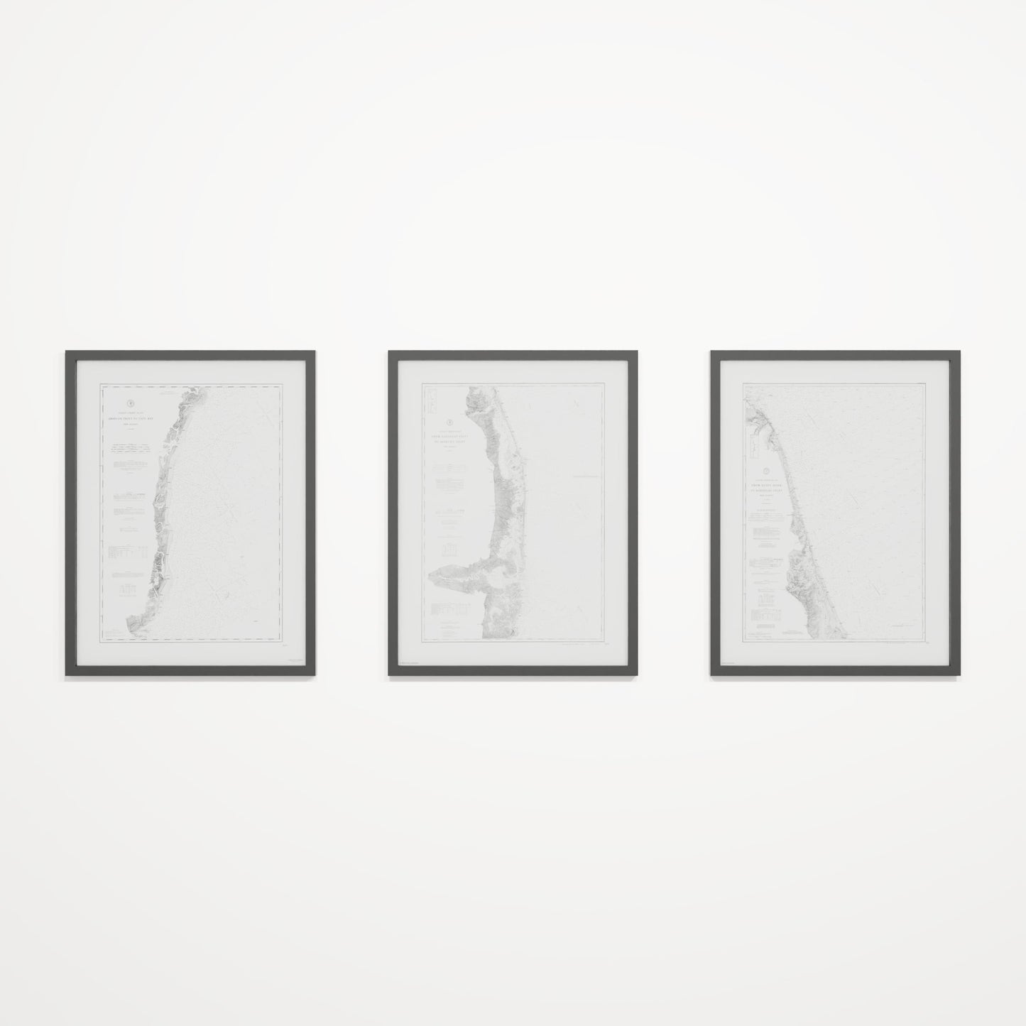 Jersey Shore Triptych - 18" × 24" Black Frame