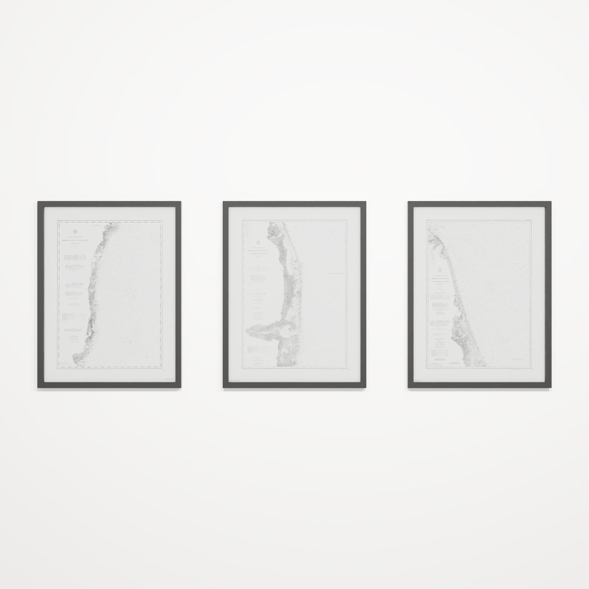 Jersey Shore Triptych - 18" × 24" Black Frame