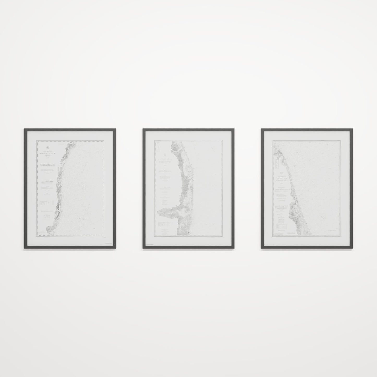 Jersey Shore Triptych - 24" × 32" Black Frame