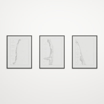 Jersey Shore Triptych - 24" × 32" Black Frame
