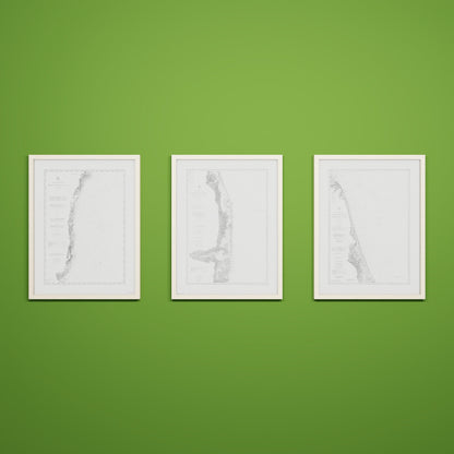 Jersey Shore Triptych - 18" × 24" Natural Wood Frame