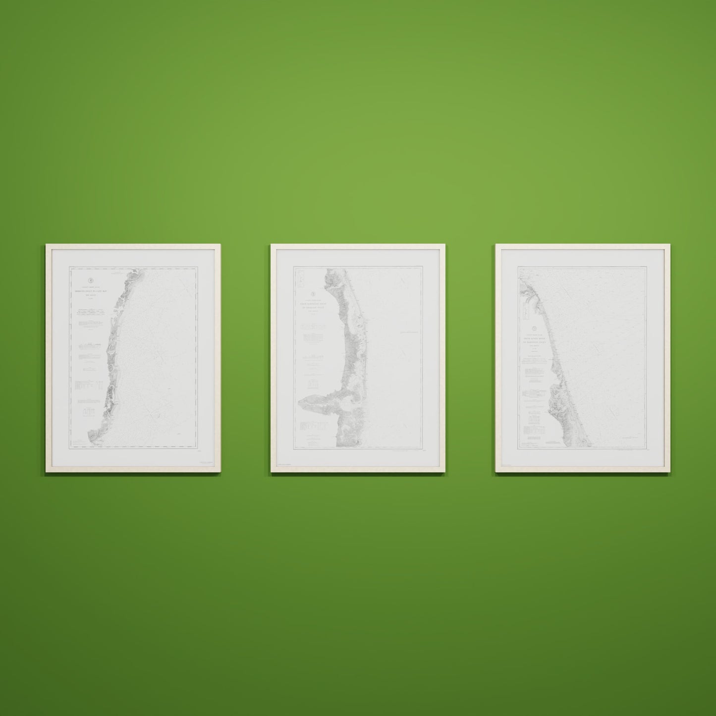 Jersey Shore Triptych - 24" × 32" Natural Wood Frame