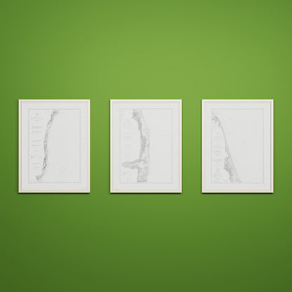 Jersey Shore Triptych - 24" × 32" Natural Wood Frame