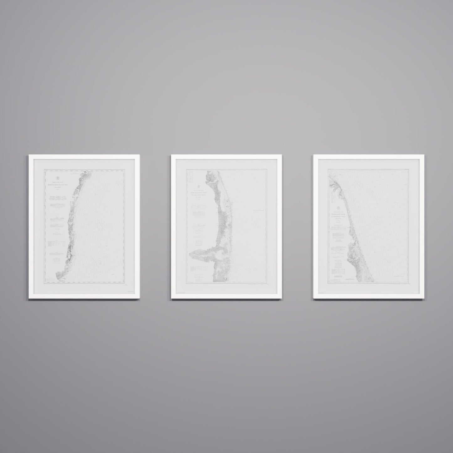 Jersey Shore Triptych - 18" × 24" White Frame