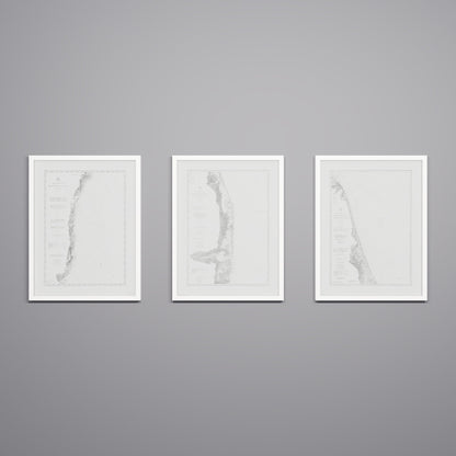 Jersey Shore Triptych - 18" × 24" White Frame