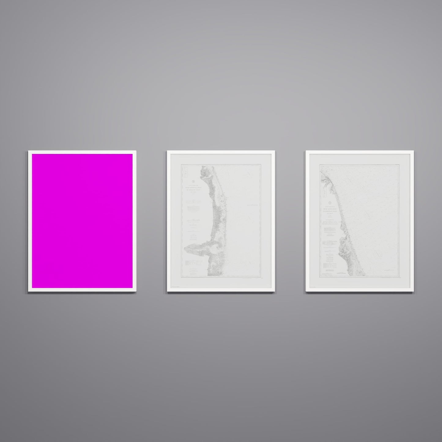 Jersey Shore Triptych - 24" × 32" White Frame