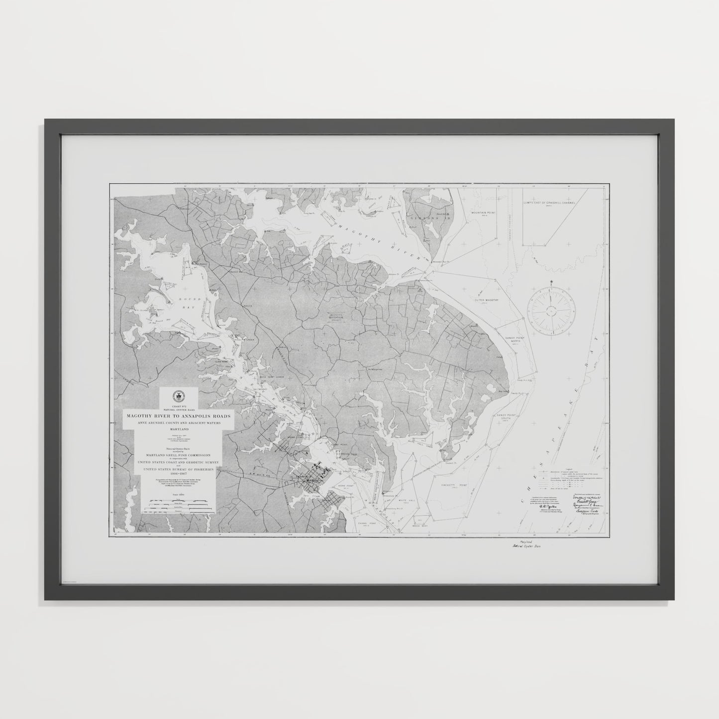 Magothy River to Annapolis Roads Natural Oyster Bars 1906 - undefined Print Only