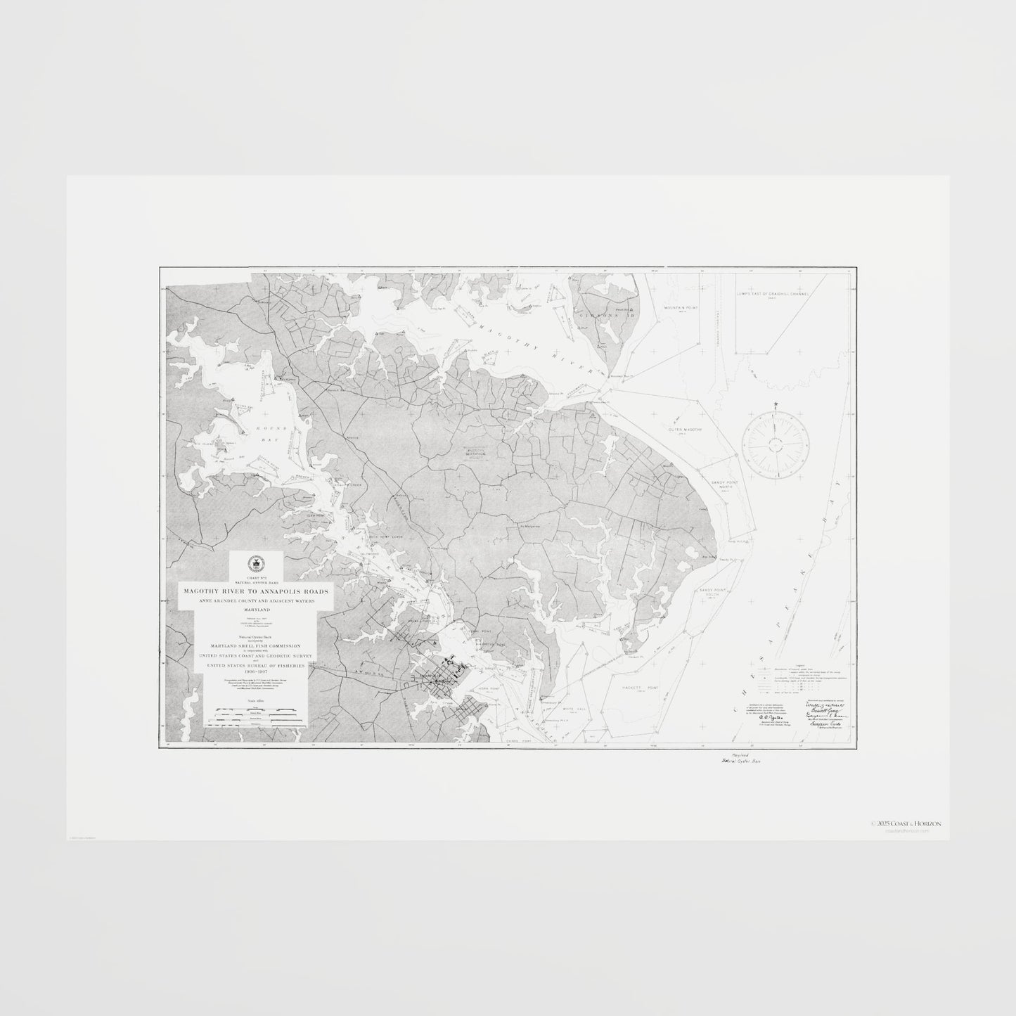 Magothy River to Annapolis Roads Natural Oyster Bars 1906 - undefined Print Only