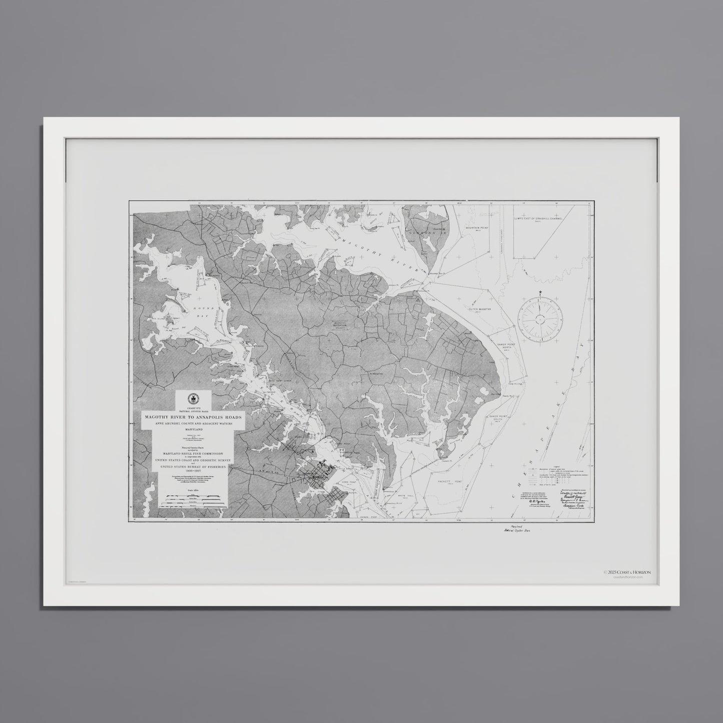 Magothy River to Annapolis Roads Natural Oyster Bars 1906 - undefined Print Only