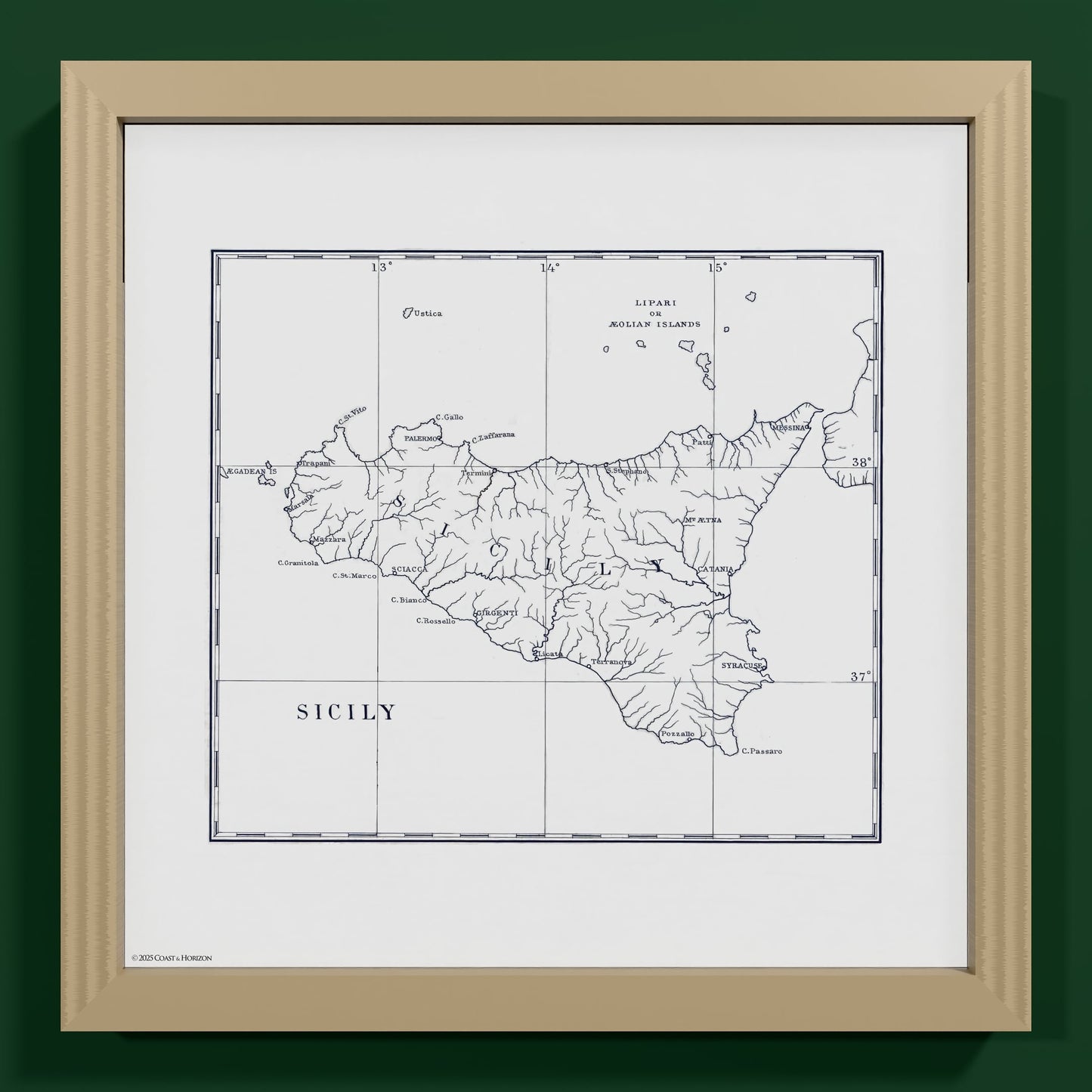 Sicily 1880 - S (30x30 cm / 12x12″) Natural Frame