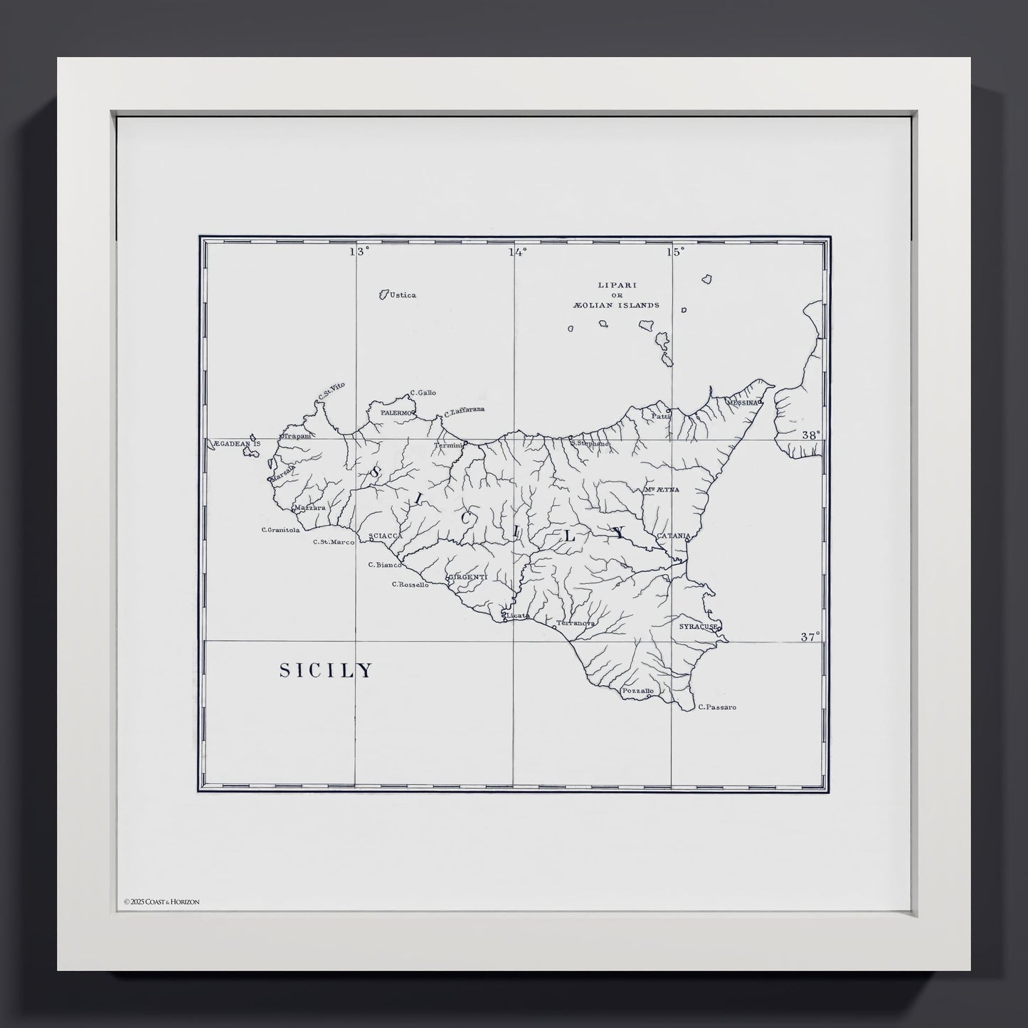 Sicily 1880 - S (30x30 cm / 12x12″) White Frame