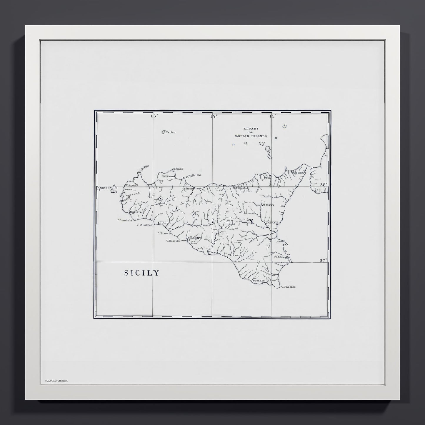 Sicily 1880 - M (50x50 cm / 20x20″) White Frame