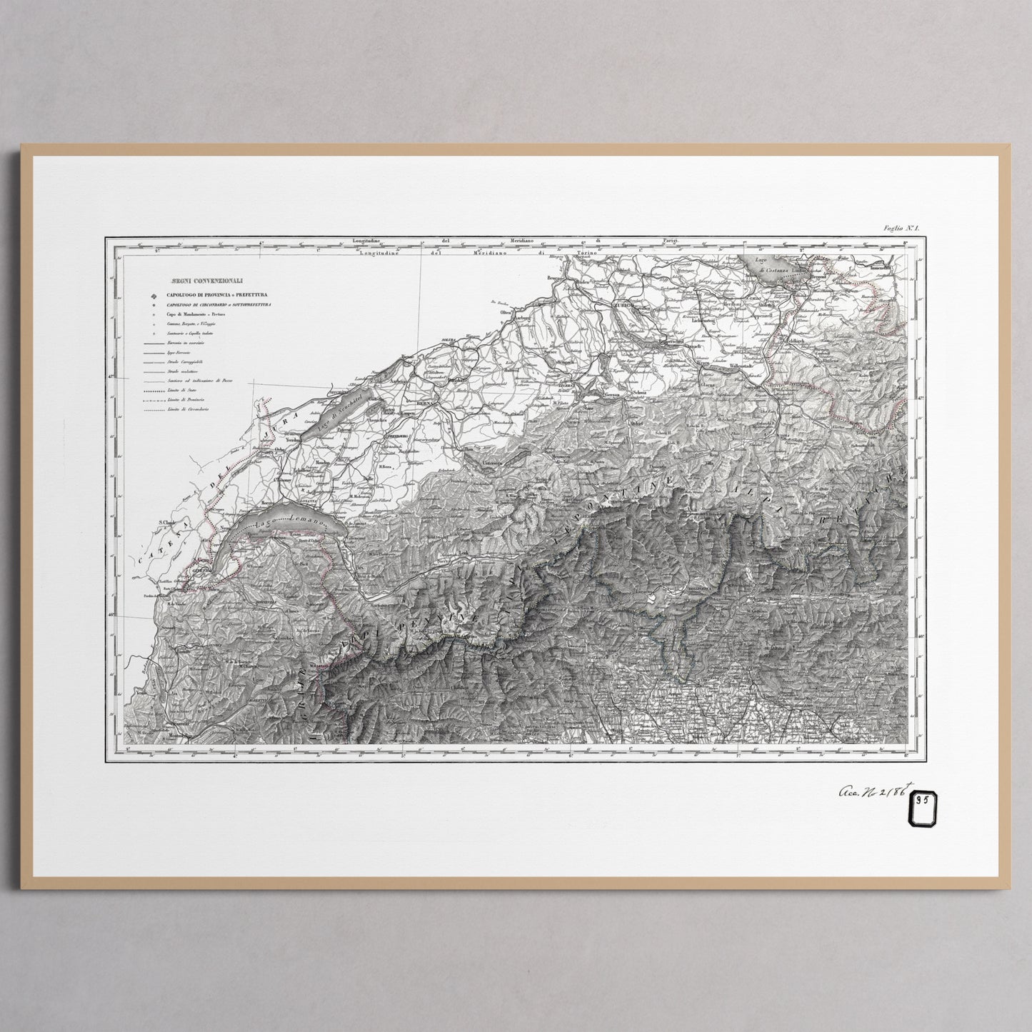 Alpi Italiano OVEST - M (45x60 cm / 18x24″) Natural Frame