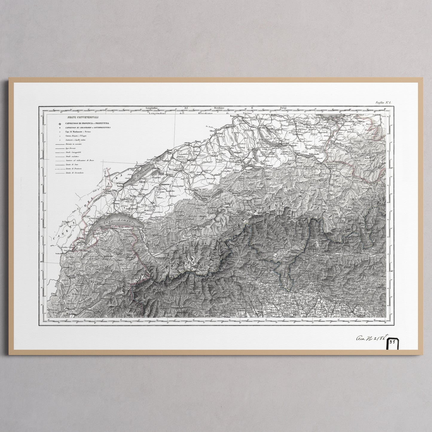 Alpi Italiano OVEST - L (60x90 cm / 24x36″) Natural Frame