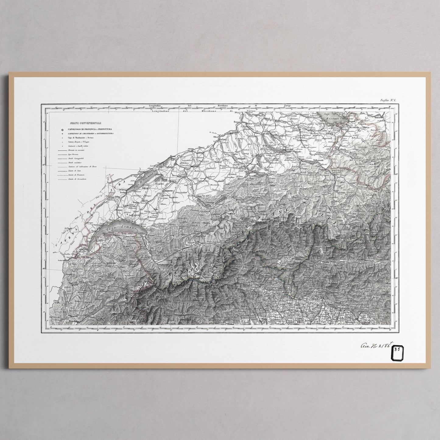 Alpi Italiano OVEST - XL (70x100 cm / 28x40″) Natural Frame