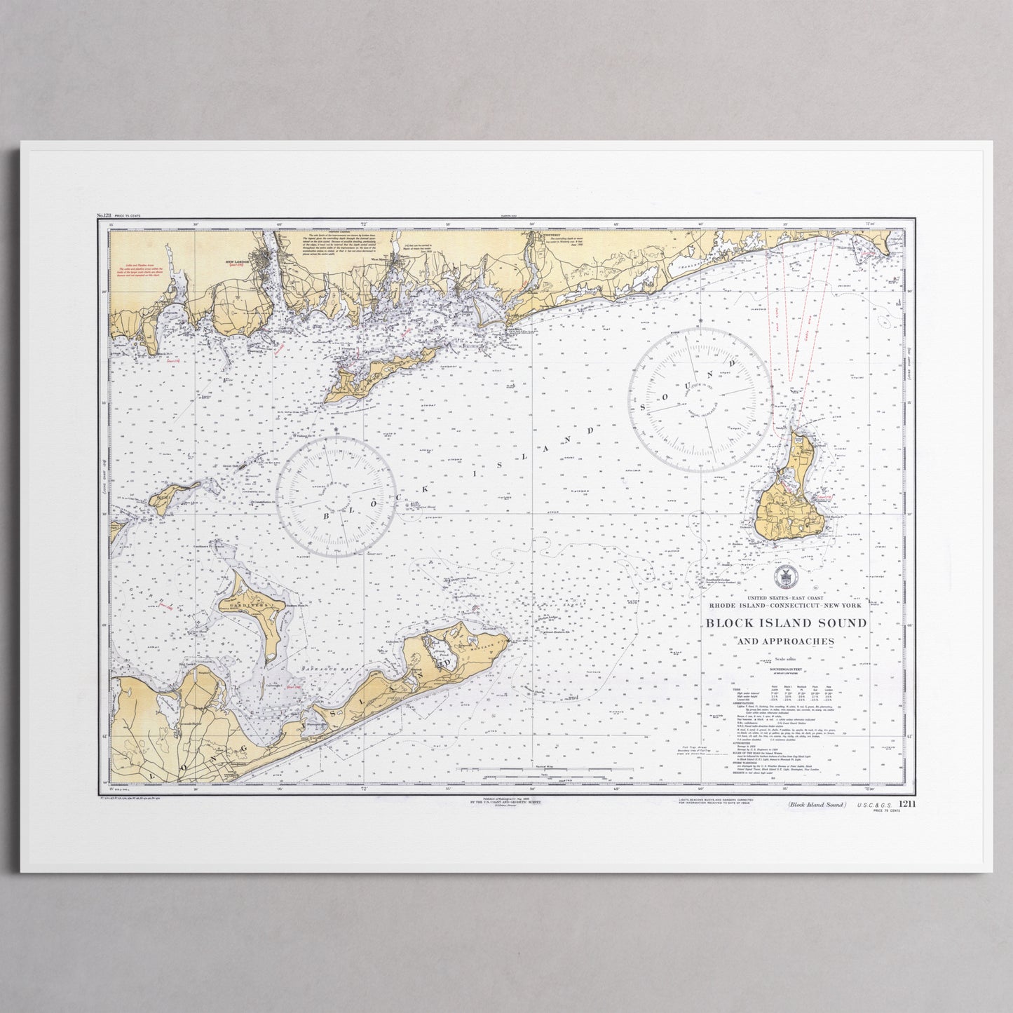 Block Island Sound and Approaches 1934 - L (60x80 cm / 24x32″) White Frame