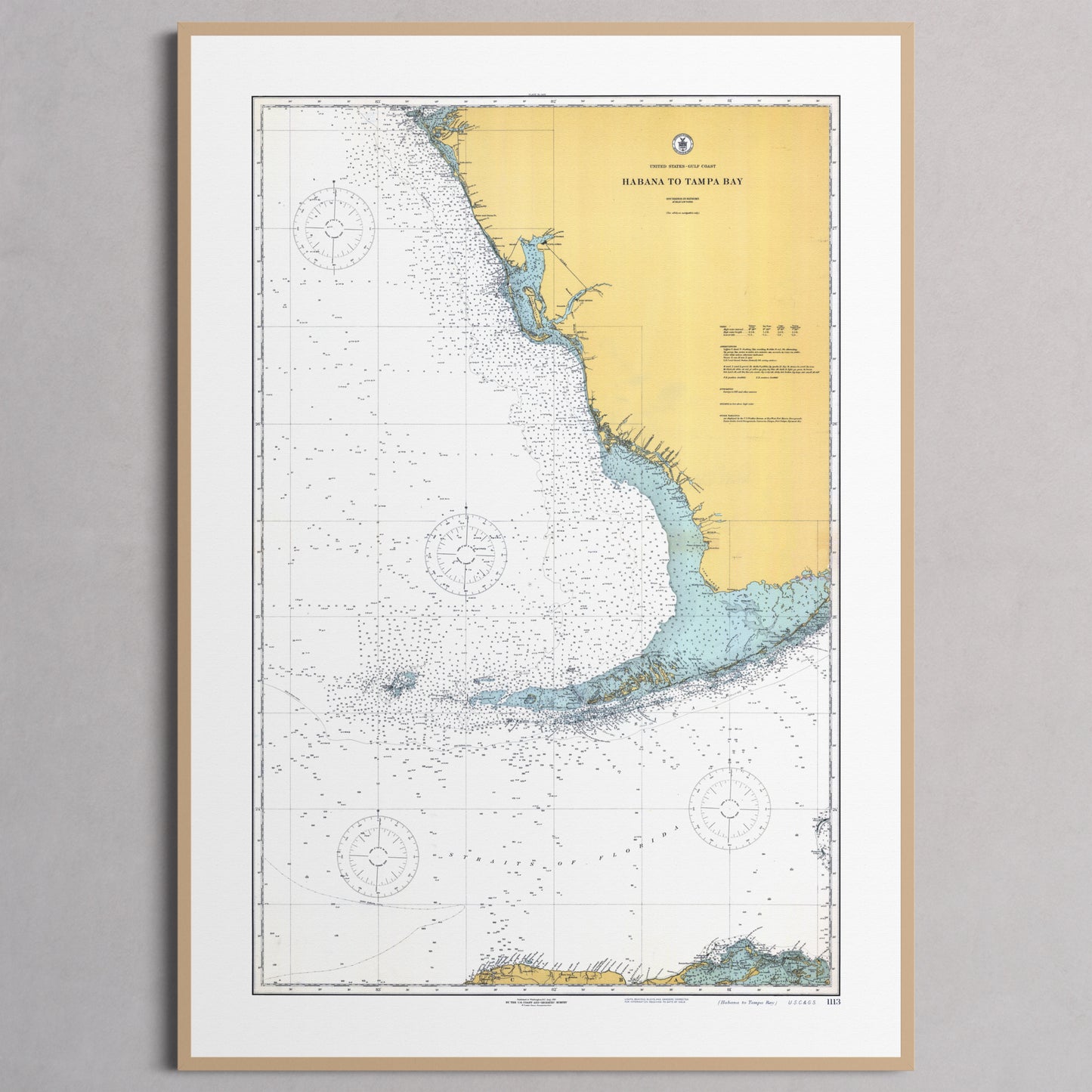 Habana to Tampa Bay 1916 - XL (70x100 cm / 28x40″) Natural Frame