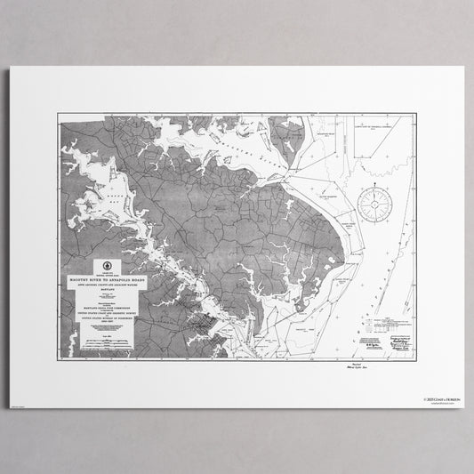 Magothy River to Annapolis Roads Natural Oyster Bars 1906 - M (45x60 cm / 18x24″) Print Only