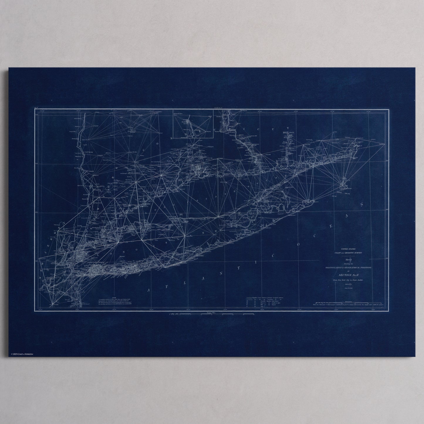 Long Island Sound Triangulation INDIGO - M (A2 (42 x 59.4 cm)) Print Only