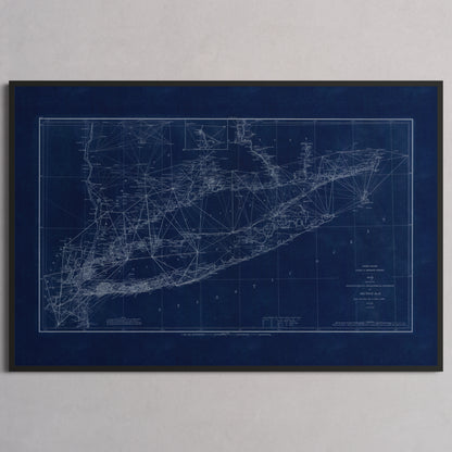 Long Island Sound Triangulation INDIGO - L (60x90 cm / 24x36″) Black Frame